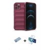 MARSİLYAN™- iPhone 12 Pro Kılıf Atlas Koleksiyonu - Siyah 3D Antistatik Seramik Nano Ekran Koruyucu + Shine Kamera Lens Koruma Cam - MI
