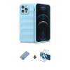 MARSİLYAN™- iPhone 12 Pro Kılıf Atlas Koleksiyonu - Siyah 3D Antistatik Seramik Nano Ekran Koruyucu + Metal Kamera Lens Koruma Cam - KUYL