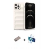 MARSİLYAN™- iPhone 12 Pro Kılıf Atlas Koleksiyonu - Siyah 3D Antistatik Seramik Nano Ekran Koruyucu + Shine Kamera Lens Koruma Cam - SABE