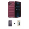 MARSİLYAN™- iPhone 12 Pro Kılıf Atlas Koleksiyonu - Siyah 6D Mat Seramik Hayalet Nano Ekran Koruyucu + Neon Fosforlu Kamera Lens - BZ