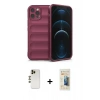 MARSİLYAN™- iPhone 12 Pro Kılıf Atlas Koleksiyonu - Siyah 6D Mat Seramik Hayalet Nano Ekran Koruyucu + Shine Kamera Lens - GD