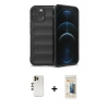 MARSİLYAN™- iPhone 12 Pro Kılıf Atlas Koleksiyonu - Siyah 6D Mat Seramik Hayalet Nano Ekran Koruyucu + Shine Kamera Lens - GD