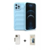MARSİLYAN™- iPhone 12 Pro Kılıf Atlas Koleksiyonu - Siyah 6D Mat Seramik Hayalet Nano Ekran Koruyucu + Shine Kamera Lens - GD
