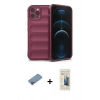 MARSİLYAN™- iPhone 12 Pro Kılıf Atlas Koleksiyonu - Siyah 6D Mat Seramik Hayalet Nano Ekran Koruyucu + Shine Kamera Lens Koruma Cam - PE