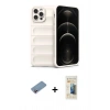 MARSİLYAN™- iPhone 12 Pro Kılıf Atlas Koleksiyonu - Siyah 6D Mat Seramik Hayalet Nano Ekran Koruyucu + Shine Kamera Lens Koruma Cam - PE