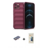 MARSİLYAN™- iPhone 12 Pro Kılıf Atlas Koleksiyonu - Siyah 6D Mat Seramik Hayalet Nano Ekran Koruyucu + Renkli Kamera Lens Koruma Cam - TU