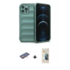 MARSİLYAN™- iPhone 12 Pro Kılıf Atlas Koleksiyonu - Siyah 6D Mat Seramik Hayalet Nano Ekran Koruyucu + Renkli Kamera Lens Koruma Cam - TU
