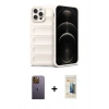 MARSİLYAN™- iPhone 12 Pro Kılıf Atlas Koleksiyonu - Siyah 6D Mat Seramik Hayalet Nano Ekran Koruyucu + Neon Fosforlu Kamera Lens - SI