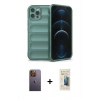 MARSİLYAN™- iPhone 12 Pro Kılıf Atlas Koleksiyonu - Siyah 6D Mat Seramik Hayalet Nano Ekran Koruyucu + Neon Fosforlu Kamera Lens - SI