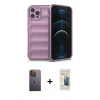 MARSİLYAN™- iPhone 12 Pro Kılıf Atlas Koleksiyonu - Siyah 6D Mat Seramik Hayalet Nano Ekran Koruyucu + Neon Fosforlu Kamera Lens - SI