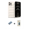 MARSİLYAN™- iPhone 12 Pro Kılıf Atlas Koleksiyonu - Siyah 6D Mat Seramik Hayalet Nano Ekran Koruyucu + Shine Kamera Lens Koruma Cam - GS