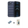 MARSİLYAN™- iPhone 12 Pro Kılıf Atlas Koleksiyonu - Siyah 6D Mat Seramik Hayalet Nano Ekran Koruyucu + Shine Kamera Lens Koruma Cam - GS