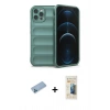 MARSİLYAN™- iPhone 12 Pro Kılıf Atlas Koleksiyonu - Siyah 6D Mat Seramik Hayalet Nano Ekran Koruyucu + Shine Kamera Lens Koruma Cam - MI