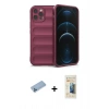 MARSİLYAN™- iPhone 12 Pro Kılıf Atlas Koleksiyonu - Siyah 6D Mat Seramik Hayalet Nano Ekran Koruyucu + Shine Kamera Lens Koruma Cam - MI