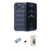 MARSİLYAN™- iPhone 12 Pro Kılıf Atlas Koleksiyonu - Siyah 6D Mat Seramik Hayalet Nano Ekran Koruyucu + Shine Kamera Lens Koruma Cam - MI