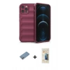 MARSİLYAN™- iPhone 12 Pro Kılıf Atlas Koleksiyonu - Siyah 6D Mat Seramik Hayalet Nano Ekran Koruyucu + Shine Kamera Lens Koruma Cam - GS