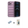 MARSİLYAN™- iPhone 12 Pro Kılıf Atlas Koleksiyonu - Siyah 6D Mat Seramik Hayalet Nano Ekran Koruyucu + Shine Kamera Lens Koruma Cam - MI