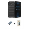 MARSİLYAN™- iPhone 12 Pro Kılıf Atlas Koleksiyonu - Siyah 6D Mat Seramik Hayalet Nano Ekran Koruyucu + Shine Kamera Lens Koruma Cam - SH