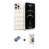 MARSİLYAN™- iPhone 12 Pro Kılıf Atlas Koleksiyonu - Siyah 6D Mat Seramik Hayalet Nano Ekran Koruyucu + Shine Kamera Lens Koruma Cam - SH