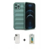 MARSİLYAN™- iPhone 12 Pro Kılıf Atlas Koleksiyonu - Siyah Polymer Nano Ekran Koruyucu + Shine Kamera Lens - GS