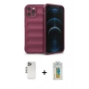 MARSİLYAN™- iPhone 12 Pro Kılıf Atlas Koleksiyonu - Siyah Polymer Nano Ekran Koruyucu + Shine Kamera Lens - GS