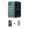 MARSİLYAN™- iPhone 12 Pro Kılıf Atlas Koleksiyonu - Siyah Polymer Nano Ekran Koruyucu + Neon Fosforlu Kamera Lens - MI