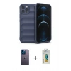 MARSİLYAN™- iPhone 12 Pro Kılıf Atlas Koleksiyonu - Siyah Polymer Nano Ekran Koruyucu + Neon Fosforlu Kamera Lens - MI