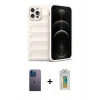 MARSİLYAN™- iPhone 12 Pro Kılıf Atlas Koleksiyonu - Siyah Polymer Nano Ekran Koruyucu + Neon Fosforlu Kamera Lens - MI