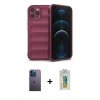 MARSİLYAN™- iPhone 12 Pro Kılıf Atlas Koleksiyonu - Siyah Polymer Nano Ekran Koruyucu + Neon Fosforlu Kamera Lens - MI