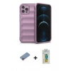MARSİLYAN™- iPhone 12 Pro Kılıf Atlas Koleksiyonu - Siyah Polymer Nano Ekran Koruyucu + Shine Kamera Lens Koruma Cam - PE