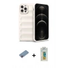 MARSİLYAN™- iPhone 12 Pro Kılıf Atlas Koleksiyonu - Siyah Polymer Nano Ekran Koruyucu + Shine Kamera Lens Koruma Cam - PE