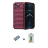 MARSİLYAN™- iPhone 12 Pro Kılıf Atlas Koleksiyonu - Siyah Polymer Nano Ekran Koruyucu + Shine Kamera Lens Koruma Cam - GS