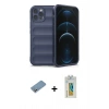 MARSİLYAN™- iPhone 12 Pro Kılıf Atlas Koleksiyonu - Siyah Polymer Nano Ekran Koruyucu + Shine Kamera Lens Koruma Cam - GS