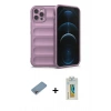 MARSİLYAN™- iPhone 12 Pro Kılıf Atlas Koleksiyonu - Siyah Polymer Nano Ekran Koruyucu + Shine Kamera Lens Koruma Cam - GI