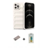 MARSİLYAN™- iPhone 12 Pro Kılıf Atlas Koleksiyonu - Siyah Polymer Nano Ekran Koruyucu + Shine Kamera Lens Koruma Cam - SABE
