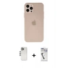 MARSİLYAN™- iPhone 12 Pro Kılıf Atlas Minimal Prime - Şeffaf Uv Polymer Nano Ekran Koruyucu + Shine Kamera Lens - GS