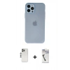 MARSİLYAN™- iPhone 12 Pro Kılıf Atlas Minimal Prime - Şeffaf Uv Polymer Nano Ekran Koruyucu + Shine Kamera Lens - GS