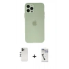 MARSİLYAN™- iPhone 12 Pro Kılıf Atlas Minimal Prime - Şeffaf Uv Polymer Nano Ekran Koruyucu + Shine Kamera Lens - GS