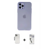 MARSİLYAN™- iPhone 12 Pro Kılıf Atlas Minimal Prime - Şeffaf Uv Polymer Nano Ekran Koruyucu + Shine Kamera Lens - GS