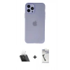 MARSİLYAN™- iPhone 12 Pro Kılıf Atlas Minimal Prime - Şeffaf Uv Polymer Nano Ekran Koruyucu + Kamera Lens Koruma Cam - SF