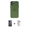 MARSİLYAN™- iPhone 12 Pro Kılıf Atlas Minimal Prime - Şeffaf Uv Polymer Nano Ekran Koruyucu + Mavi Neon Fosforlu Kamera Lens