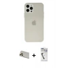 MARSİLYAN™- iPhone 12 Pro Kılıf Atlas Minimal Prime - Şeffaf Uv Polymer Nano Ekran Koruyucu + Rainbow Kamera Lens Koruma Cam - GD