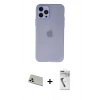 MARSİLYAN™- iPhone 12 Pro Kılıf Atlas Minimal Prime - Şeffaf Uv Polymer Nano Ekran Koruyucu + Rainbow Kamera Lens Koruma Cam - GD