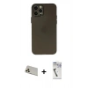 MARSİLYAN™- iPhone 12 Pro Kılıf Atlas Minimal Prime - Şeffaf Uv Polymer Nano Ekran Koruyucu + Rainbow Kamera Lens Koruma Cam - GD