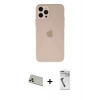 MARSİLYAN™- iPhone 12 Pro Kılıf Atlas Minimal Prime - Şeffaf Uv Polymer Nano Ekran Koruyucu + Rainbow Kamera Lens Koruma Cam - GD