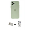 MARSİLYAN™- iPhone 12 Pro Kılıf Atlas Minimal Prime - Şeffaf Uv Polymer Nano Ekran Koruyucu + Rainbow Kamera Lens Koruma Cam - GD