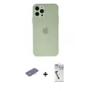 MARSİLYAN™- iPhone 12 Pro Kılıf Atlas Minimal Prime - Şeffaf Uv Polymer Nano Ekran Koruyucu + Renkli Kamera Lens Koruma Cam - MI