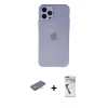 MARSİLYAN™- iPhone 12 Pro Kılıf Atlas Minimal Prime - Şeffaf Uv Polymer Nano Ekran Koruyucu + Renkli Kamera Lens Koruma Cam - TU