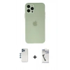 MARSİLYAN™- iPhone 12 Pro Kılıf Atlas Minimal Prime - Şeffaf Uv Polymer Nano Ekran Koruyucu + Shine Kamera Lens - MI