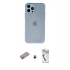 MARSİLYAN™- iPhone 12 Pro Kılıf Atlas Minimal Prime - Şeffaf Uv Polymer Nano Ekran Koruyucu + Shine Kamera Lens Koruma Cam - SABE